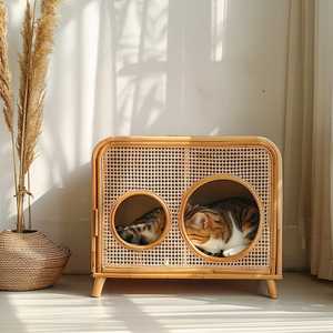 Wholesale Best Selling 2024 Comfortable Safety Pet Products Handwoven <b>Wicker</b> Rattan Pet <b>Beds</b> with Cushion From Vietnam OEM ODM - Product Image 2