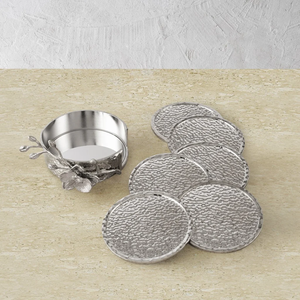 Luxury Silver Metal <b>Coaster</b> with Floral Design Elegant <b>Drink</b> <b>Coaster</b> for Home & Office Decor - Product Image 2