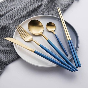 Flatwareช้อนส้อมช้อนชาชุดส้อมหรูหราออกแบบชุบนิกเกิลเครื่องครัวสแตนเลสเสิร์ฟอุปกรณ์เสริม - Product Image 1