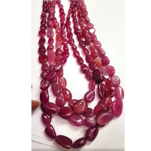 4 hebras de Bangkok Ruby ovalada suave Tumble beads 1519 CT Lot Iroc Sales 20 pulgadas de longitud collar de cuentas de pepita de piedras preciosas - Product Image 1