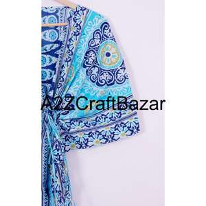 Vestido Midi Kaftan Estampado de Algodón para Mujer, Estilo Bohemio, Floral, para Playa, Verano, Informal, Ajustado, Ligero y Cómodo - Product Image 4