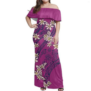 Vestido maorí NE de talla grande con hombros descubiertos para mujer, vestido largo diario de manga corta, ropa elegante para mujer - Product Image 5