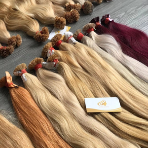 I-Tips de queratina italiana con 100% extensiones de cabello Remy vietnamita crudo Color claro Pre-Bonded Frontal y cinta de cabello en estilo ondulado - Product Image 1