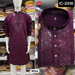 Vêtements ethniques indiens pour hommes Collection de vêtements ethniques de qualité supérieure en soie de qualité supérieure avec broderie Kurta avec ensemble de pyjama en coton Raymond - Product Image 2
