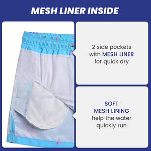 Shorts de plage pour hommes, tissu polyester et élasthanne respirant, élégant et unique, séchage rapide, ceinture élastique, logo personnalisé, couleur personnalisée. - Product Image 4