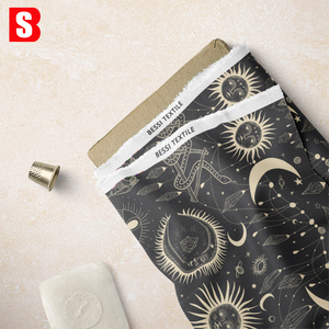 Tissu de coton Liberty des années 80 à impression numérique personnalisée 100% coton avec étoile, lune, galaxie, <span class=keywords><strong>nuit</strong></span> étoilée, imprimé pour vêtements - Product Image 4