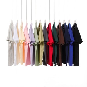 T-shirt 100% coton épais décontracté pour hommes, col rond, épaules tombantes, T-shirt uni surdimensionné pour hommes - Product Image 2