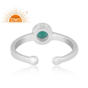 Best Selling Fine Sterling Silver Natural <b>Green</b> Onyx Gemstone Adjustable Ring Jewelry Manufacturer - Product Image 4
