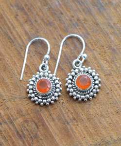 925 argent Sterling cornaline pierres précieuses boucles d'oreilles à la main concepteur personnalisé Fine Piercing bijoux pour femmes pour cadeau fiançailles - Product Image 3