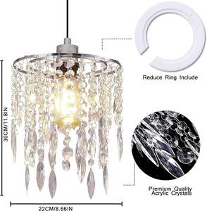 Abat-jour de lustre en acrylique, lustre suspendu en perles chromées modernes, abat-jour pendentif perles à 2 niveaux, abat-jour de lustre de plafond avec - Product Image 6