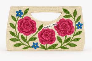 Bolsos con cuentas personalizados-Bolsos de hombro con patrón floral, fresa, naranja y granada - Product Image 2