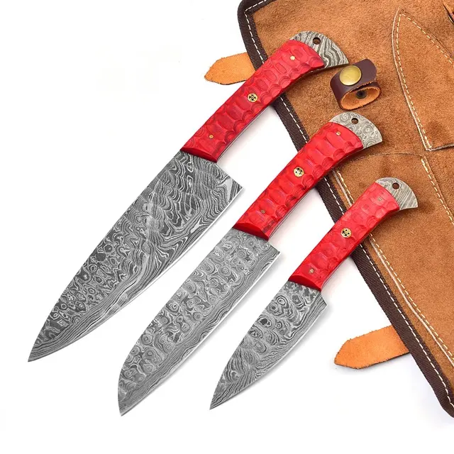 3 Piece phổ biến sang trọng Nhà Bếp Knife Set Công cụ nhà bếp Damascus thép Knife sets