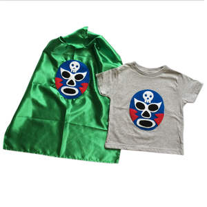 Cape et chemise Luchador Azul pour enfants, jouet de beauté et de mode - Product Image 1