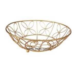 Ensemble de forme ronde de 2 bases en bois avec cadre en fil métallique Collection d'art vintage Panier de rangement pour fruits et pain - Product Image 4