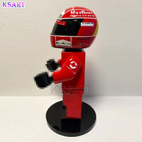 Support de casque de course en fibre de verre, sculpture de modèle de voiture de course F1, figurine en briques, décoration artisanale en résine