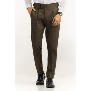 Pantalon de costume Gurkha taille haute classique, plissé devant, coupe droite, grande taille, tissu avec logo à la taille, formel FP-GRK25-005 - Product Image 5