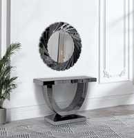 Table de Console en diamant écrasé, décoration de couloir de luxe léger, ensemble de miroirs muraux carrés