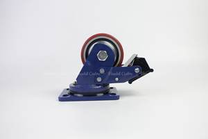 ล้อเบรกโพลียูรีเทนสีแดงขนาด4นิ้วล้อหมุนสำหรับงานหนักแกนเหล็ก400กก. - Product Image 2