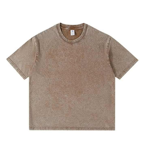 เสื้อยืดโอเวอร์ไซส์ผ้าคอตตอนหนานุ่มทรงหลวมไหล่ตกสำหรับผู้ชายสไตล์วินเทจสำหรับฤดูร้อน - Product Image 1