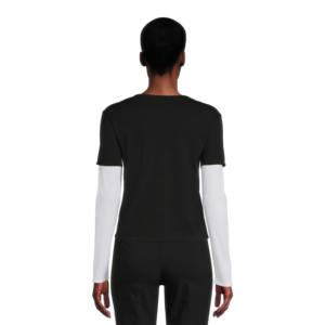 Camiseta de doble capa de manga larga con cuello redondo personalizada de fábrica OEM para mujer, camiseta informal de verano transpirable de secado rápido - Product Image 6