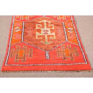 พรมวินเทจตุรกี ขนาด 3.1x9.5 ฟุต สีแดง ลายเฮอร์กี ออมเบร - Product Image 5
