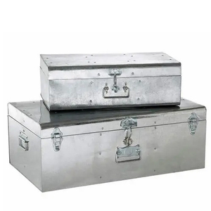 Rectangular Galvanized Tin Metal <b>Trunks</b> Boxes 2 Piece Set - Product Image 3