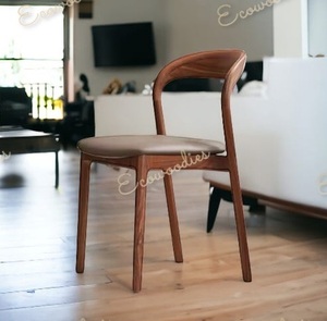 Silla de comedor de cuero de microfibra blanca de lujo sillas modernas patas muebles para el hogar Silla de comedor de madera maciza para sala de estar de madera - Product Image 2