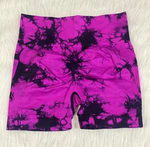 Customized Women's High Elastic Waist Nylon Spandex Sports Shorts Solid Pattern Gym Fitness Yoga <b>Leggings</b> - Product Image 4