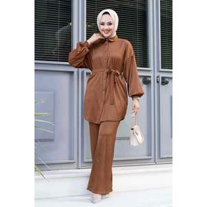 ชุด2ชิ้นฮิญาบกำมะหยี่สีน้ำตาล - Product Image 3