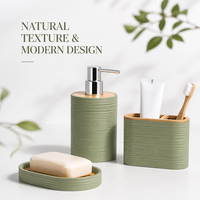 Ensemble d'accessoires de salle de bain en résine écologique imperméable personnalisé en six pièces, comprenant un distributeur de savon, un porte-brosse à dents et un gobelet pour la maison