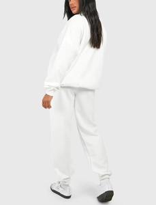 Ensemble de survêtement long d'hiver pour femmes unies coton polaire coupe ample sweat et pantalon de survêtement confortable décontracté à la mode Streetwear - Product Image 3