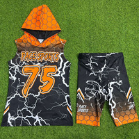 Camiseta de Compresión sin Mangas con Capucha 7v7, Conjuntos de Uniformes Cortos de Verano para Adultos, Talla Grande, Transpirable, Anti-UV, de Secado Rápido