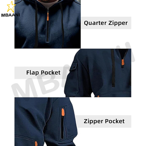 เสื้อฮู้ดลำลองสำหรับผู้ชายเสื้อกันหนาวแบบสวมหัวมีซิปมีกระเป๋า - Product Image 4