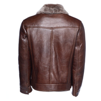 Veste bomber décontractée d'hiver pour homme de grande taille, de qualité supérieure, en cuir shearling, col en fourrure de renard, finition tricotée, respirante, coupe-vent