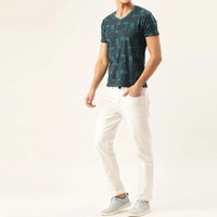 T-shirt ajusté pour homme, col en V, manches courtes, 100% coton, logo imprimé par transfert thermique, couleur/taille personnalisée, écologique