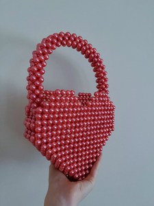 กระเป๋าถือลูกปัดกระเป๋าใส่เหรียญ-ครีมชบา - Product Image 2