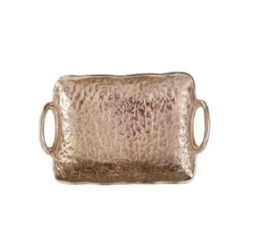 Plateau antique en aluminium nickelé pour la vente de décorations standard de luxe Plateau de service unique en gros - Product Image 5