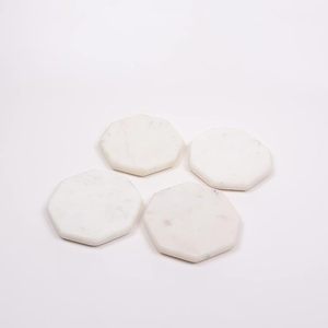 Hexagon Shape Marble Coasters Non-Slip Coffee Table Desk <b>Mat</b> with <b>round</b> Pattern for Home Office or Christmas Decor - Product Image 4