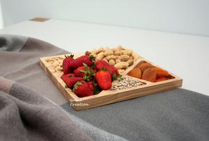 Bandeja cuadrada de madera con 5 compartimentos para nueces, plato multisección para servir aperitivos para frutas secas, dulces y aperitivos - Product Image 4