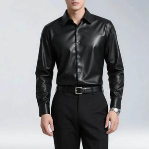 Chemises en cuir véritable pour hommes, mode hip-hop, vente en gros, chemise en cuir véritable de qualité supérieure, personnalisation OEM, chemises légères - Product Image 6