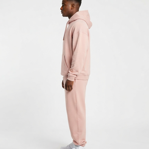 Ensemble survêtement décontracté rose pour homme, sweat à capuche et pantalon de survêtement, en coton, longueur intégrale, pour l'automne, avec impression de logo personnalisé, par fabricant OEM - Product Image 2