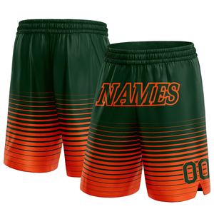 Industrie Direct Engro Sportswear Basketball Shorts Custom Green Orange Pinstripe Fade Fashion Authentic Basketball Shorts - Product Image 1
