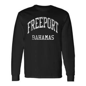 T-shirt a maniche lunghe Freeport Bahamas stile college retrò anni '70 - Product Image 1