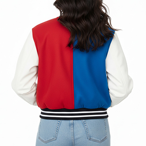 Veste universitaire décontractée en coton 100% à blocs de couleur, coupe décontractée, style baseball, prix abordable, vente en gros OEM/ODM - Product Image 3