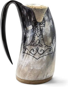 Mug à vin en corne de buffle de haute qualité, design unique, mug à vin et bière en corne de buffle sculpté, provenant d'Inde. - Product Image 1