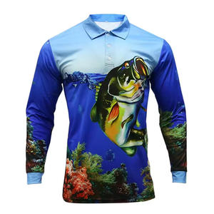 Camisas de pesca de poliéster sublimadas personalizadas, fabricante de ropa de pesca, camisas de pesca de manga larga con botones de poliéster y LICRA - Product Image 1
