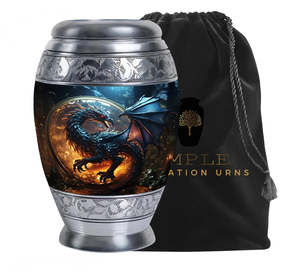 Urna de cremación grabada con diseño de monstruo hecha a mano, urnas conmemorativas de aluminio recubiertas de Meena, grabable grande y a prueba de fugas - Product Image 1