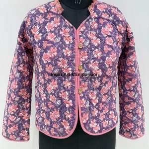 Chaqueta Acolchada de Algodón Vintage Hecha a Mano, Chaqueta Jaipuri de Algodón Vintage de Manga Larga - Product Image 5