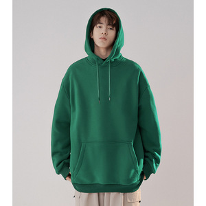 Pull à capuche d'hiver décontracté pour hommes, à manches longues, coupe carrée, sweat-shirt à capuche et sweat-shirt teints en couleur unie - Product Image 3