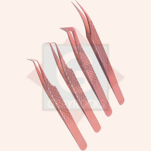 Pinzas de pestañas de agarre cómodo de acero inoxidable de alta calidad Pinzas de extensión de pestañas con logotipo personalizado - Product Image 3